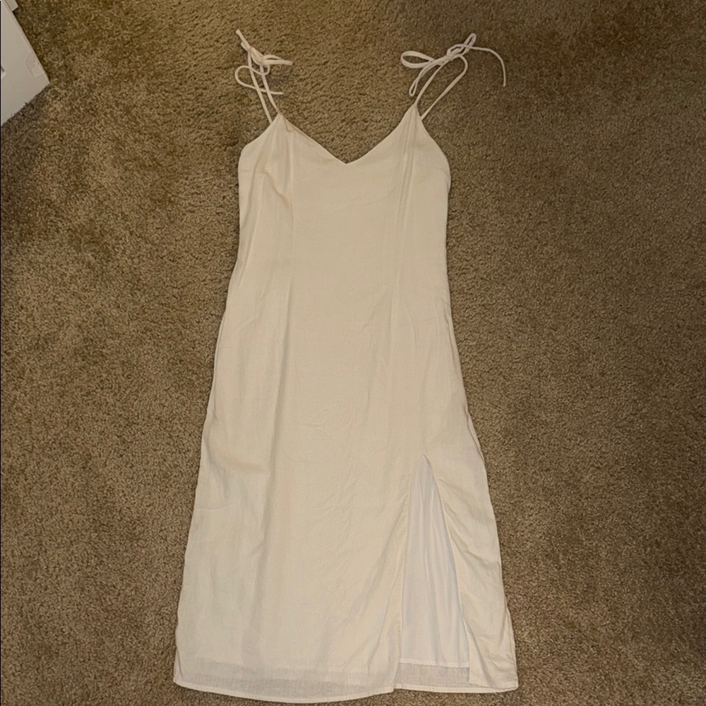 Abercrombie & Fitch White Linen Midi Dress